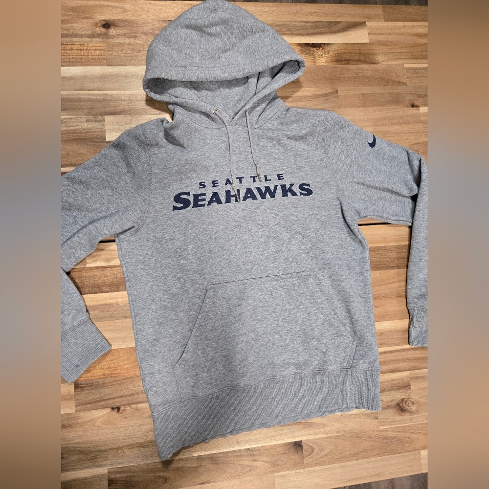 Nike Dri Fit Seattle Seahawks NFL Gray Graphic Pullover Hoodie Mens Small🏈💚💙